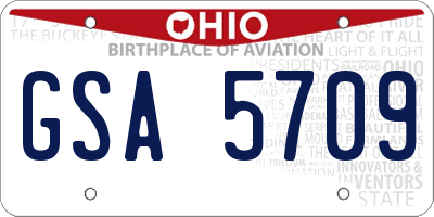 OH license plate GSA5709