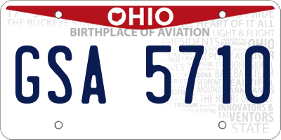 OH license plate GSA5710
