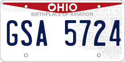 OH license plate GSA5724