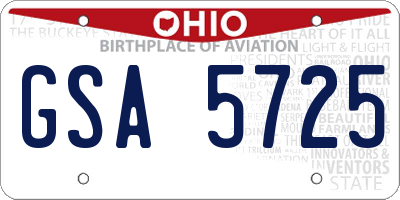 OH license plate GSA5725