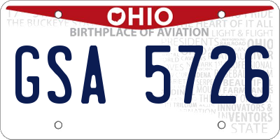 OH license plate GSA5726