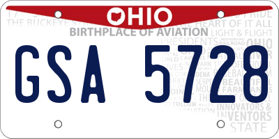 OH license plate GSA5728
