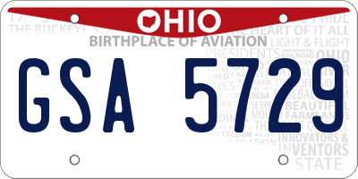 OH license plate GSA5729