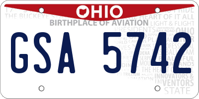 OH license plate GSA5742