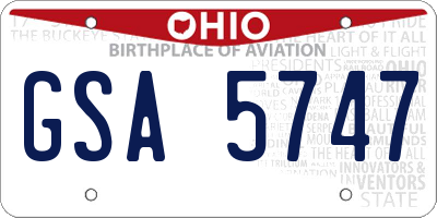 OH license plate GSA5747