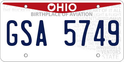 OH license plate GSA5749
