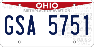 OH license plate GSA5751