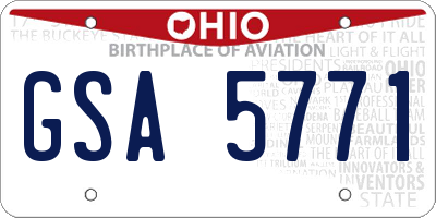OH license plate GSA5771