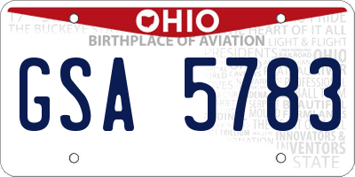 OH license plate GSA5783