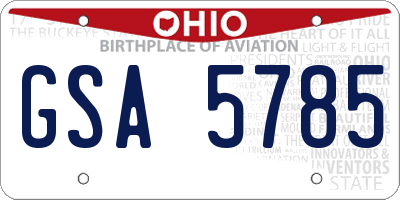 OH license plate GSA5785
