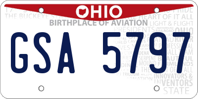 OH license plate GSA5797