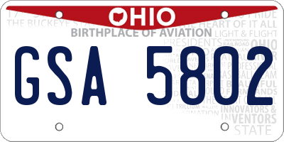 OH license plate GSA5802
