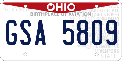 OH license plate GSA5809