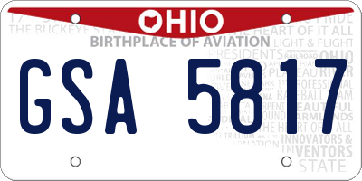 OH license plate GSA5817