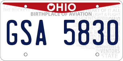 OH license plate GSA5830