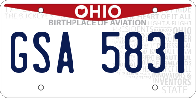 OH license plate GSA5831
