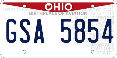 OH license plate GSA5854
