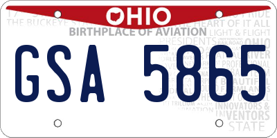 OH license plate GSA5865
