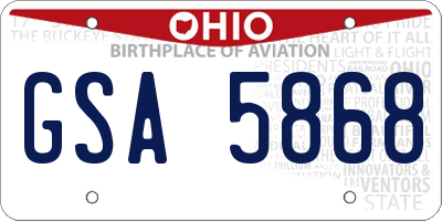 OH license plate GSA5868