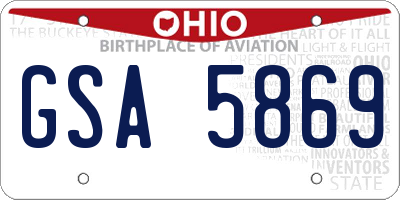 OH license plate GSA5869