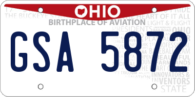 OH license plate GSA5872
