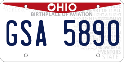 OH license plate GSA5890