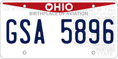 OH license plate GSA5896