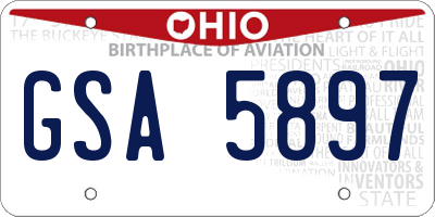 OH license plate GSA5897