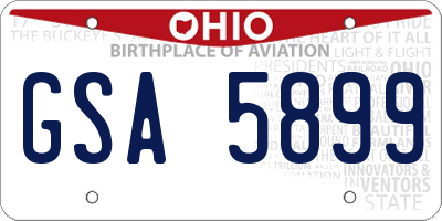 OH license plate GSA5899