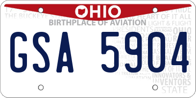 OH license plate GSA5904