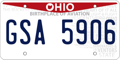 OH license plate GSA5906