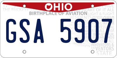 OH license plate GSA5907