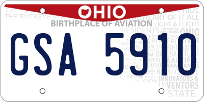 OH license plate GSA5910