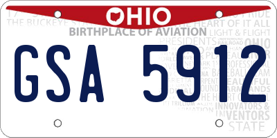 OH license plate GSA5912