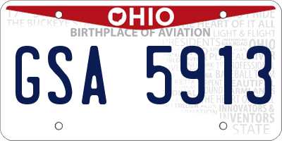 OH license plate GSA5913