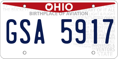 OH license plate GSA5917