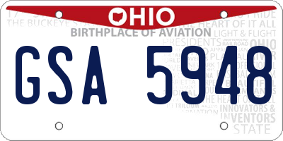 OH license plate GSA5948