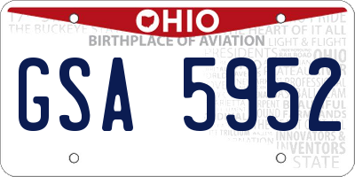 OH license plate GSA5952