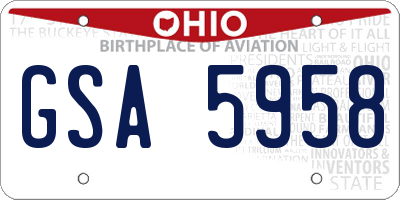 OH license plate GSA5958