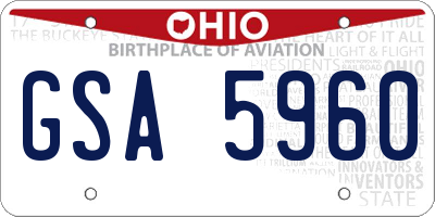 OH license plate GSA5960
