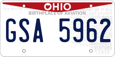 OH license plate GSA5962
