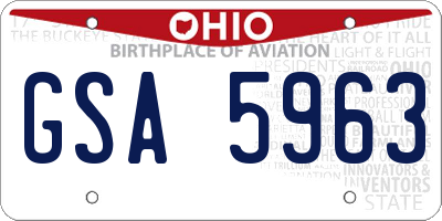 OH license plate GSA5963
