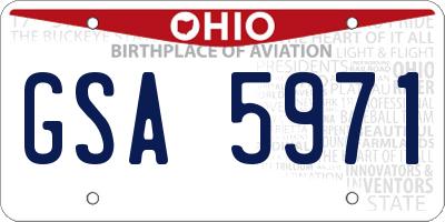 OH license plate GSA5971