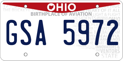 OH license plate GSA5972