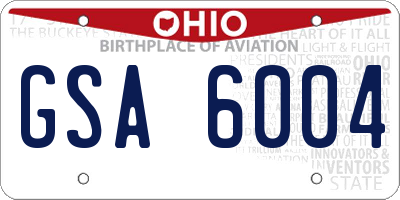 OH license plate GSA6004