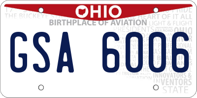 OH license plate GSA6006