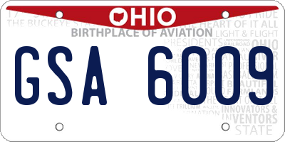 OH license plate GSA6009