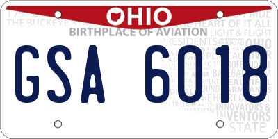 OH license plate GSA6018
