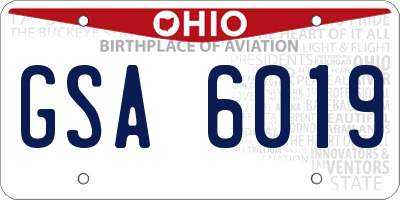 OH license plate GSA6019