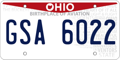 OH license plate GSA6022